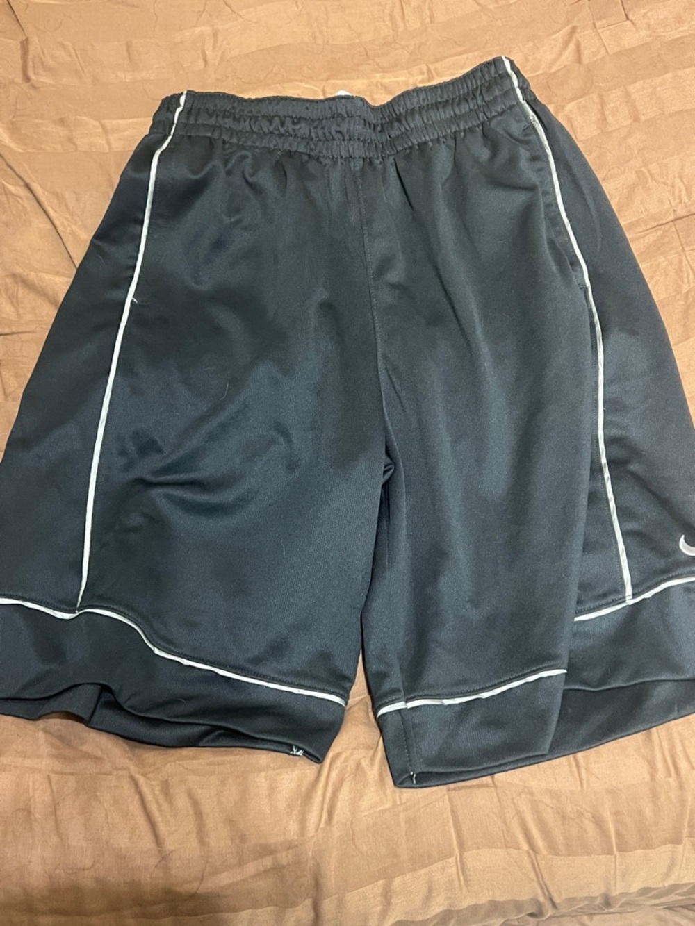 Nike Black Athletic Shorts with White Piping